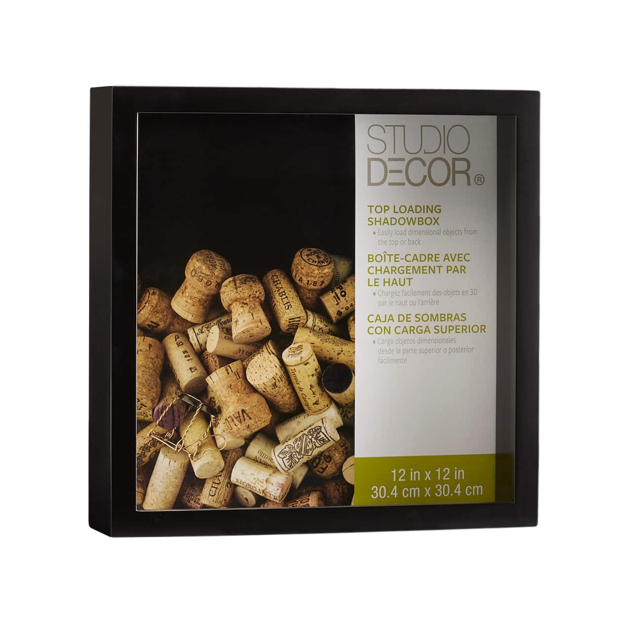 Boîte-cadre noire à chargement par le haut Studio Décor, 12" x 12"